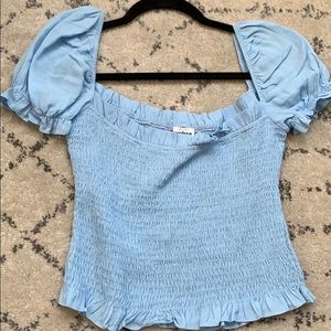 Blue puff sleeve superdown top